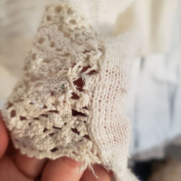 Anthropologie One September Sweater Small Crocheted Heirloom Creme Lace - Picture 16 of 16